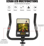'- Vélo d’Appartement Motorisé CV-351 – Masse d'Inertie 10kg - Résistance Magnétique à 16 Niveaux - 7 Programmes d'Entraînement - Selle Ajustable - Connectivité Application Kinomap