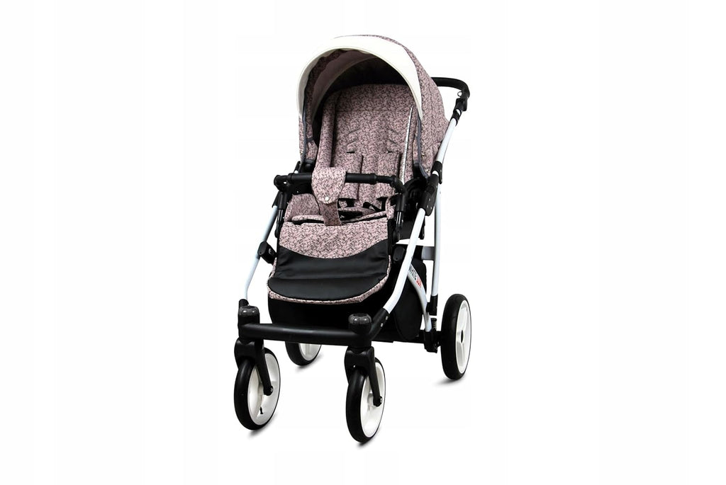 BabyLux® Bambimo Kinderwagen Set 3 in 1 - White Lux - incl. Babywanne, Buggy Sportsitz, Auto-Babyschale - Autositz - Kinderwagenset - Kombikinderwagen mit Wickeltasche, Regenschutz usw.