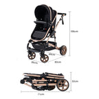YAZOCO kinderwagen 3 in 1, Zusammenklappbar kinderwagen mit Wickeltasche,Komplettset Becherhalter,Moskitonetz, Fußabdeckung,Sitzzubehör (4 Rosa)