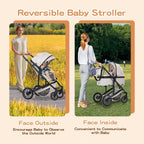 Gcarebb 3 in 1 Kinderwagen, Buggy Mit Auto Babyschale, Mit Höhenverstellbarer Kinderwagen Komplettset, KombiKinderwagen Mit Aluminiumrahmen für Neugeborene 0-4 Jahre