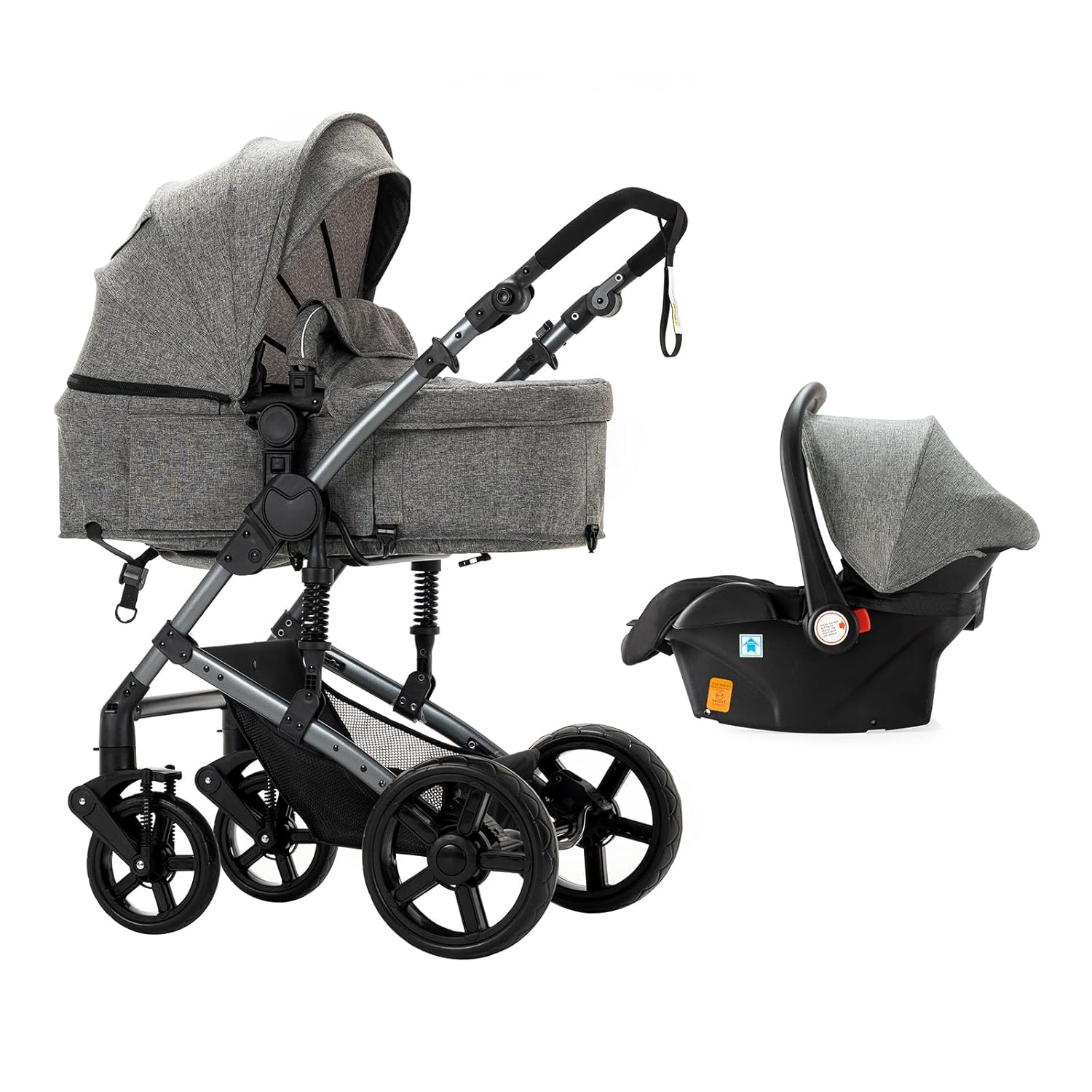 3 in 1 Kombikinderwagen 3 in 1 Reisesysteme Kinderwagen Infant Hochlandschaft Liegender Buggy Kinderwagen Neugeborenen Kinderwagen Faltbarer Standardkinderwagen (906 White)