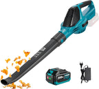 Laubbläser Akku für Makita Akku 18V, 219 km/h 5-Gang Luftgeschwindigkeit Gebläse, 28000RPM Bürstenlosen Leistungsstark Laubgebläse (Schwarz mit 2 Batterie)