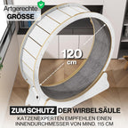 noviclass® Katzenlaufrad Baghira Groß XXL | 132cm Durchmesser Artgerecht für große Katzen | Kratzfest, stabil und leise | Gratis Spielzeug und E-Book | Geprüfte Qualität (Weiß)