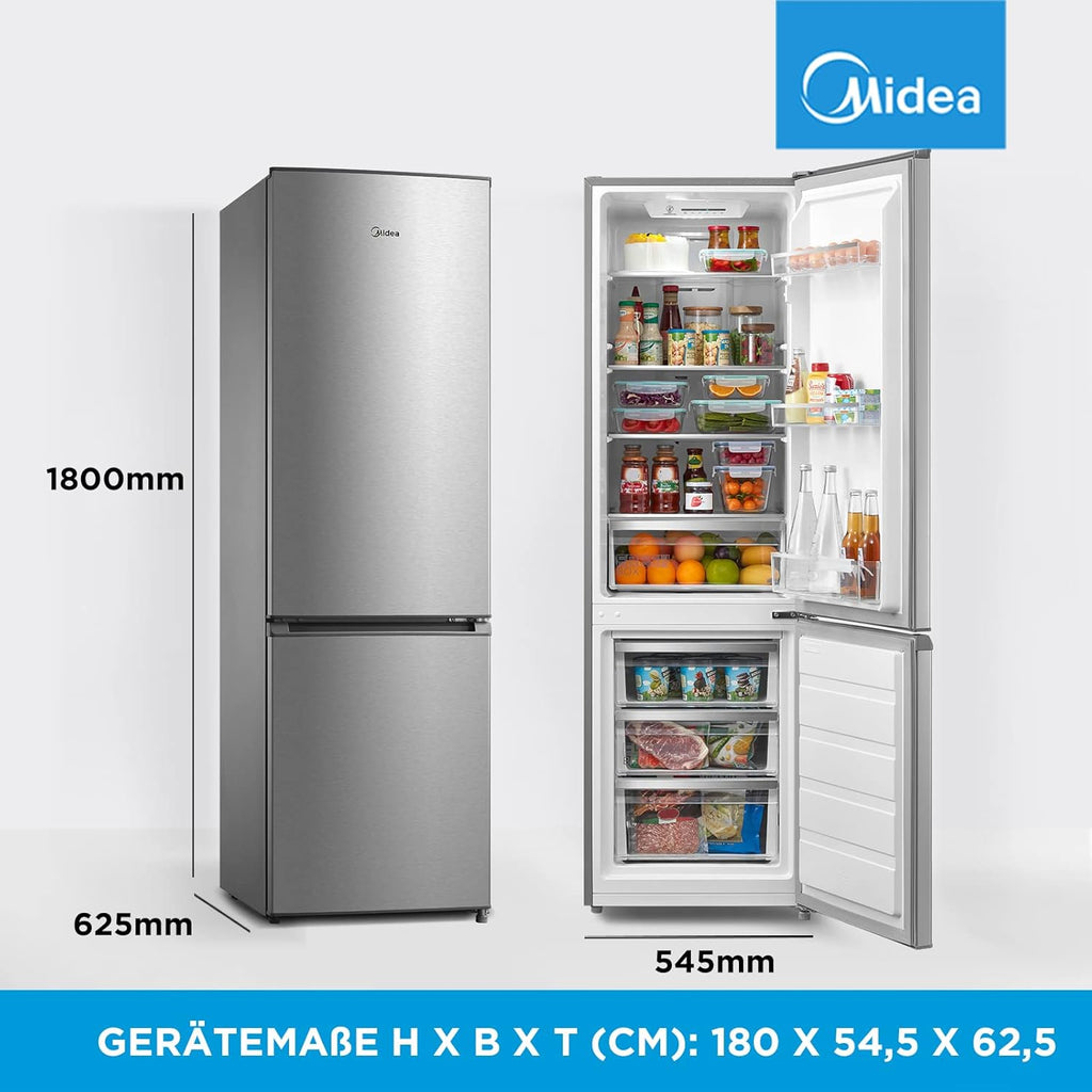 Midea MERB276FGE02A Fridge/Freezer Combination, 180 cm Height, NoFrost, Double Control, Super Cooling Function, 219 kWh per Year, Fridge Capacity 199 L, 71 L Freezer Capacity