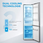 Midea MERB276FGE02A Fridge/Freezer Combination, 180 cm Height, NoFrost, Double Control, Super Cooling Function, 219 kWh per Year, Fridge Capacity 199 L, 71 L Freezer Capacity