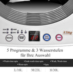 RELAX4LIFE Vollautomatische Waschmaschine 3,5 kg, Waschvollautomat mit Pump & Display, Toplader Miniwaschmaschine mit Schleuder & 6 Wasche-Modelle, 240W, für Camping & Wohnmobil, 43 x 43 x 75cm, Weiß