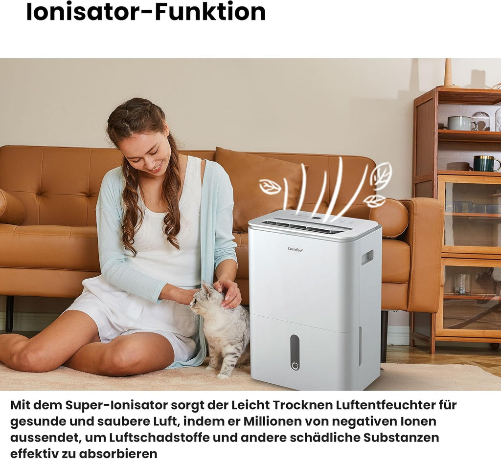 Comfee Luftentfeuchter, 30L/24h, Raumgröße ca. 180m³(80m²), Intelligenter Entfeuchtermodus, 24H Timer, Wassertank 3L, MDDP-30DEN7