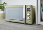 Swan Retro Frühstücks-Set 1,8 L Wasserkocher, 2 Scheiben Breitschlitz-Brottoaster, 20L Digital-Mikrowelle, 6 Leistungsstufen, Timer, Spiegeltür, Vintage Design, Grün, Einheitsgröße