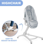 Chicco Baby Hug 4 in 1 Stubenwagen ab 0 Monate, Erhöhte Babyliege, Babybett, Hochstuhl mit Spielbogen, bis 15 kg, Verstellbare Rückenlehne, Verstellbare Höhe und 4 Räder