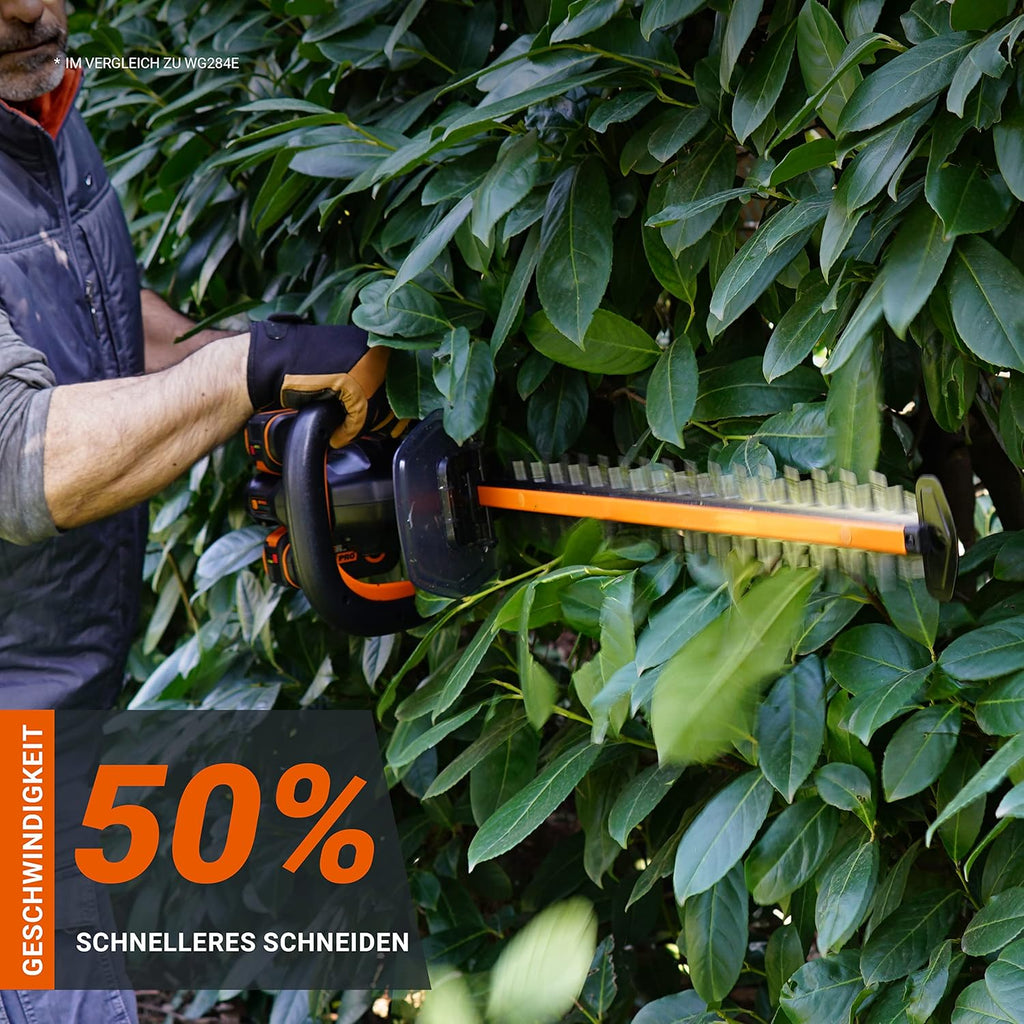 WORX WG286E.9 Nitro Profi Akku Heckenschere 40V – präziser Schnitt auch bei schwierigen Winkeln – leistungsstarker bürstenloser Motor – 58cm Schnittlänge – 27mm Zahnabstand – ohne Akku & Ladegerät