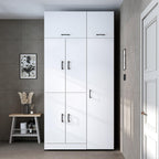 ROOMART Dora - Armoire de machine à laver - Pour sèche-linge et machine à laver - En 4 couleurs - Avec portes et panneau coulissant - Blanc - Chêne blanc - Chêne anthracite - Chêne blanc (chêne blanc)