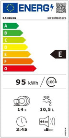 Samsung DW60M6050FS Geschirrspüler, freistehend, 14 Gedecke, A++, Edelstahl, maximal 60 cm, berührungsempfindliche Tasten, LED