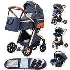 YAZOCO kinderwagen 3 in 1, Zusammenklappbar kinderwagen mit Wickeltasche,Komplettset Becherhalter,Moskitonetz, Fußabdeckung,Sitzzubehör (4 Rosa)