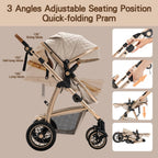 Gcarebb 3 in 1 Kinderwagen, Buggy Mit Auto Babyschale, Mit Höhenverstellbarer Kinderwagen Komplettset, KombiKinderwagen Mit Aluminiumrahmen für Neugeborene 0-4 Jahre