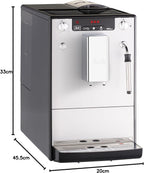 Melitta Solo & Milk - schlanker Kaffeevollautomat mit Milchaufschäumer, Kaffeemaschine mit abnehmbarem Wassertank, für z. B. Kaffee oder Cappuccino, silber