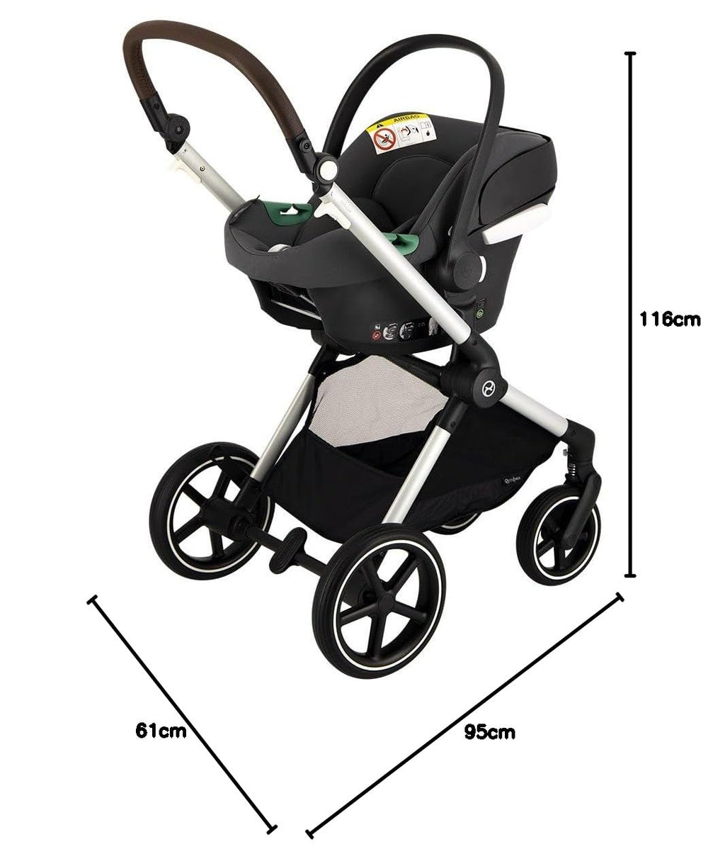 CYBEX Gold Kinderwagen EOS Lux 2-in-1, Reisesystem, Ab Geburt bis 22 kg (ca. 4 Jahre), Moon Black