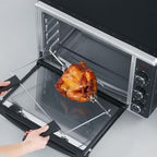 SEVERIN Back- und Toastofen mit Umluftfunktion, Mini Backofen mit Grillrost, Backblech, Drehspie und Pizzastein, vielseitiger Heiluftofen mit 42 L Kapazitt, 1.800 W, schwarz, TO 2058