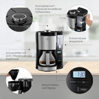 Melitta Look Timer - Filterkaffeemaschine - Thermokanne - Timer Funktion - Tropfstopp - 10 Tassen - Schwarz (1025-18)