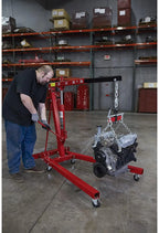 Strongway Hydraulic Engine Hoist with Load Leveler 2-Ton Capacity, 1in.-82 5/8in. Lift Range