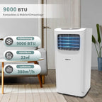 SHINCO Mobile Klimaanlage mit Abluftschlauch, 3-in-1Klimaanlage mit Luftentfeuchter&Ventilator, 7000BTU, 2,05 kW, Mobiles Klimagert mit Schlafmodus, Timer und Montagematerial, Rume bis 54m