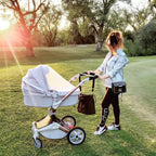 Hot Mom Kinderwagen set mit 360° Drehfunktion, Kombikinderwagen 3-in-1. Ausgestattet mit PU-Reifen und Kunstledersitz und viele weitere Zubehören, Dunkelgrau