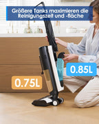 Tineco iFLOOR 5 Steam Nass Trockensauger, 120℃ Hochtemperatur-Dampf, Dampfreiniger mit Kabel, Selbstreinigung Nasssauger, Hartholz bodenreiniger für klebrige Verschmutzungen, Essensreste