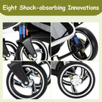 Gcarebb 3 in 1 Kinderwagen, Buggy Mit Auto Babyschale, Mit Höhenverstellbarer Kinderwagen Komplettset, KombiKinderwagen Mit Aluminiumrahmen für Neugeborene 0-4 Jahre