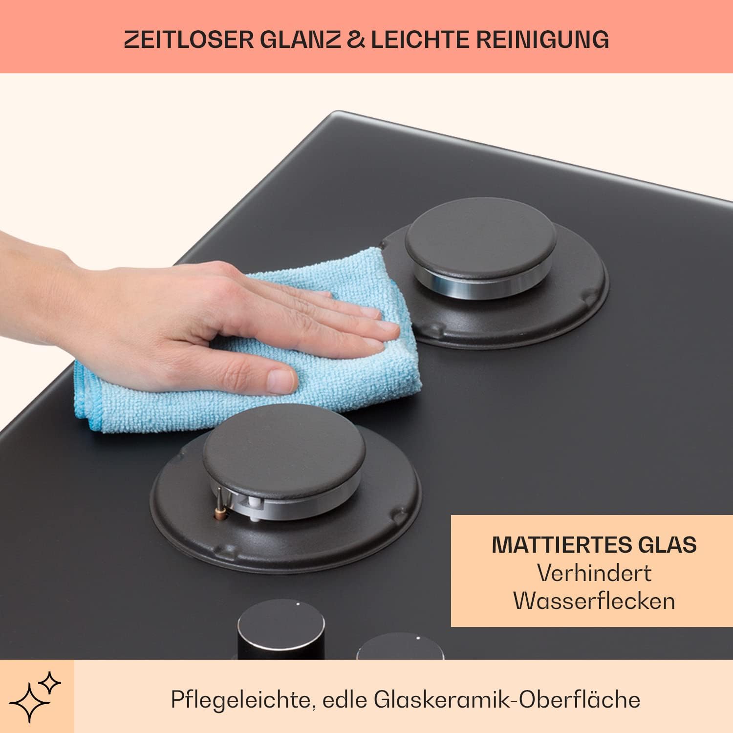 Klarstein Gasherd, Einbau-Gasherd für Propan Gasflasche, Gaskochfeld 4 Flammig, Gasherd für Küche, Camping & Wohnmobil, 8000 W Kochplatte, LPG Gaskocher, Herdplatte für Propangas, Edelstahl Gas-Herd