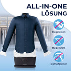 CLEANmaxx Automatischer Hemden-Bügler zum Trocknen und Gltten von Hemden & Blusen inklusive Aufsatz für Hosen | Die innovative und schonende Art, Ihre Wsche zu gltten
