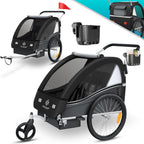 KESSER® Przyczepka rowerowa dla dzieci Sport-RX 2w1 z funkcją jazdy Przyczepka rowerowa dla dzieci + 5-punktowy pas bezpieczeństwa 360°