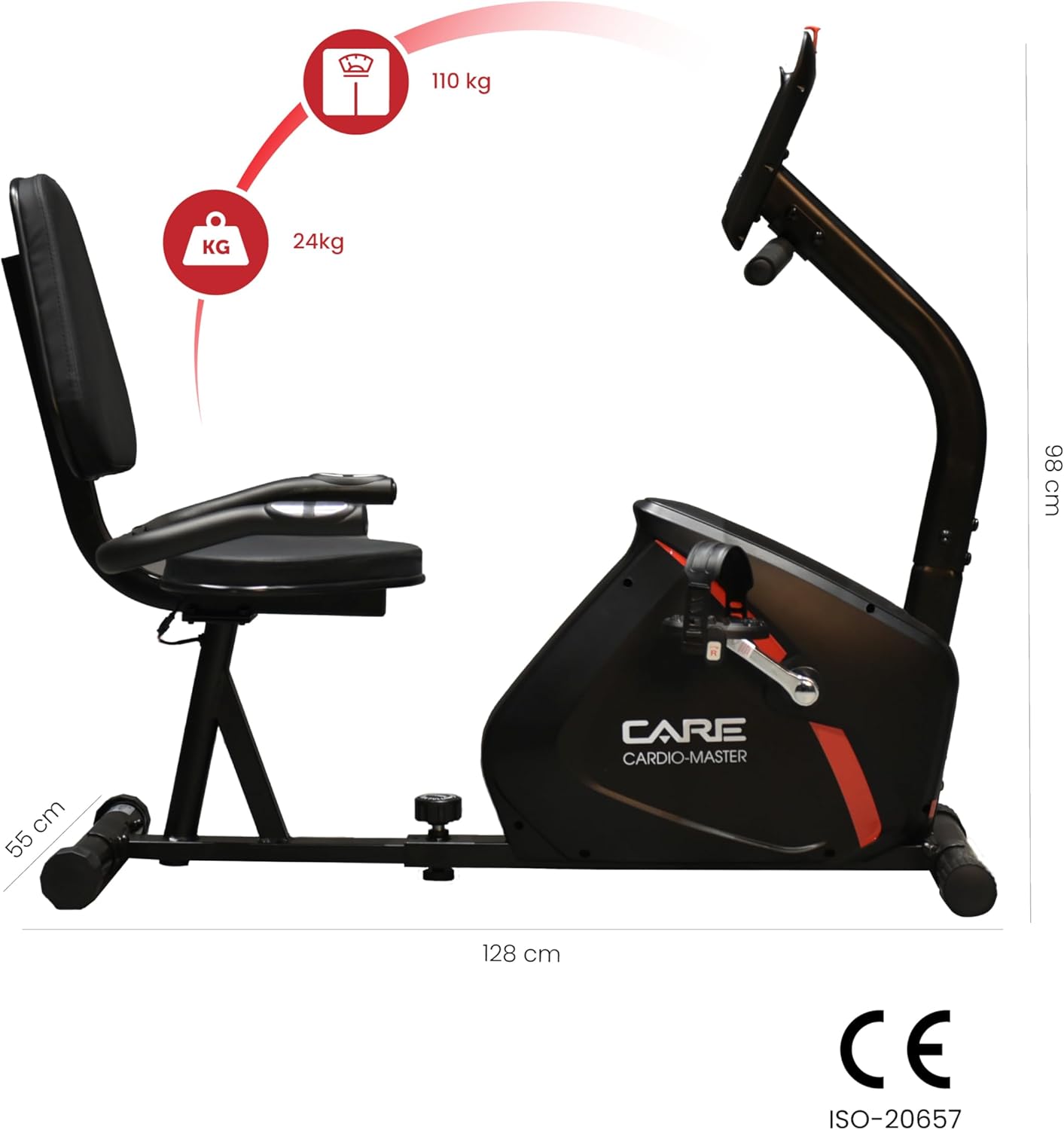 '- Velo d'appartement - Cardio Master Connecté - Réglable & Confortable - Pédales Sanglées - Résistance Magnétique - 21 Programmes
