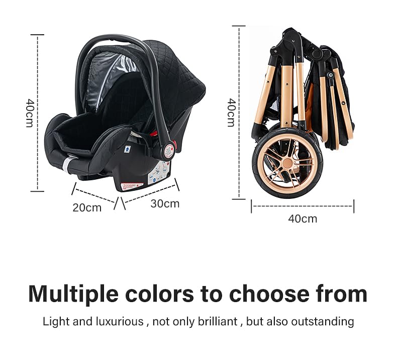YAZOCO kinderwagen 3 in 1, Zusammenklappbar kinderwagen mit Wickeltasche,Komplettset Becherhalter,Moskitonetz, Fußabdeckung,Sitzzubehör (4 Rosa)