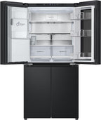 LG GMG861EPAE InstaView SLIM Multi-Door, Klasse E, 508 L, Kühlschrank mit Gefrierfach, Eis-, Crushed Ice- Wasserspender mit UVnano, Total NoFrost, Smart Inverter Kompressor, Wi-Fi, Farbe Matte Black