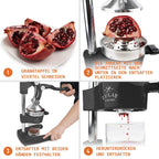 Zulay professionelle Zitruspresse – manueller Entsafter aus Metall – manuelle Zitronenpresse und Orangenpresse – robuster und strapazierfhiger Standentsafter in Premium-Qualitt, schwarz