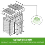 Abri de jardin en bois L204 x l142 x H200 cm / 2,22 m -