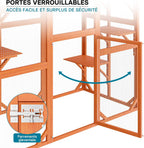 Enclos extérieur – 168 x 82 x 166,5 cm – en Bois de Sapin et avec Grillage – Parc pour Chat résistant aux intempéries – avec 6 Zones de Repos – Félins