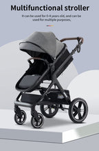 YAZOCO kinderwagen 3 in 1 Buggy Babybett Komplett Set Einem Klick Zusammenklappbarer Kinderwagen, KombiKinderwagen Aluminiumrahmen für Neugeborene Sitzzubehör (1 schwarz)