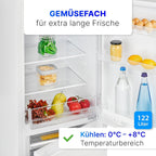 Bomann Fridge-Freezer KG 320.2, 143 cm High, Fridge-Freezer with 175 Litre Capacity, 3 Shelves and 3 Drawers, Door Stop Replaceable, Quiet Fridge-Freezer 39 dB, Black