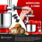 KESSER® 3 in 1 Universal Küchenmaschine K-KM 3000 mit Fleischwolf Knetmaschine Multifunktionale Rührmaschine 5,5L Schüssel mit 3 Rührwerkzeuge, 1,5L Entsafter, Zubehör-Set, Pasta & Gebäckformen