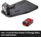 Einhell Akku-Rasenmäher RASARRO 36/38 Kit Power X-Change (36 V, 38 cm Schnittbreite, 450 m², Brushless, Mulchfunktion, 45L Fangkorb, inkl. 2x 4,0 Ah Akkus + Twincharger)