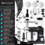 KESSER® 3 in 1 Universal Küchenmaschine K-KM 3000 mit Fleischwolf Knetmaschine Multifunktionale Rührmaschine 5,5L Schüssel mit 3 Rührwerkzeuge, 1,5L Entsafter, Zubehör-Set, Pasta & Gebäckformen