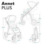 LIONELO Annet Plus Buggy bis 22 kg mit Liegefunktion, Kinderwagen klein zusammenklappbar mit Zubehör, Eva-Schaum-Räder, Moskitonetz, Fußdecke Getränkehalter, Korb