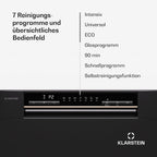 Klarstein  ia 8 - Spülmaschine, Geschirrspüler, Freistehend, Teilintegriert, F, 55 cm breit, 8 Maßgedecke, 6 Programme, Aquastop, silber