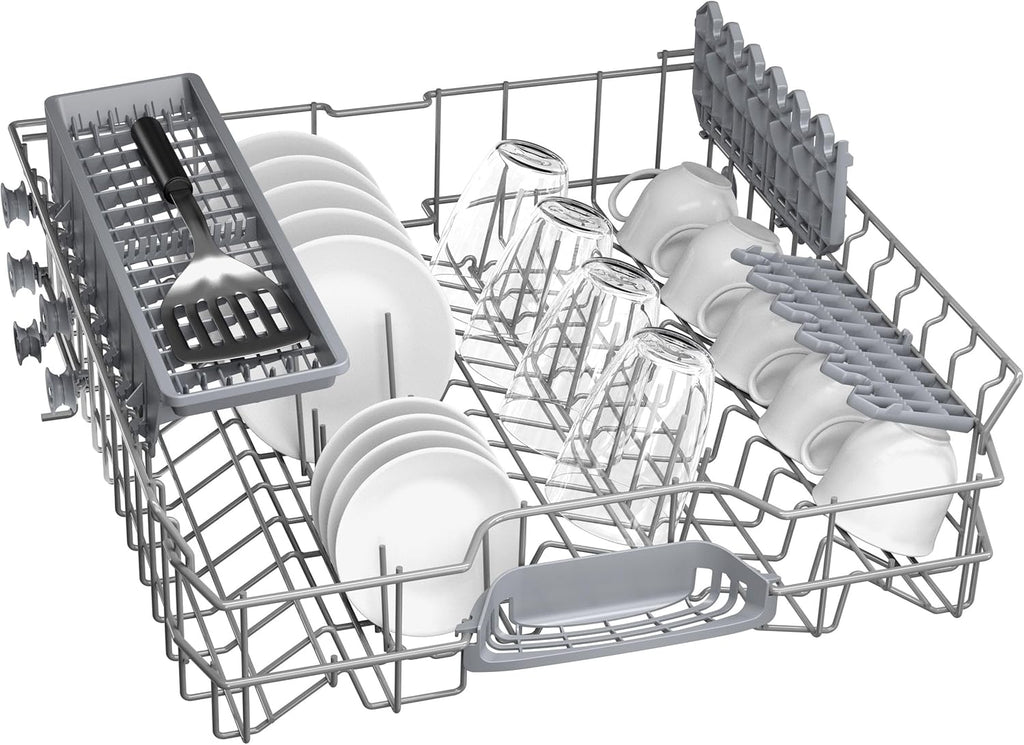 Bosch SMV4ETX08E, Serie 4, Smarter Geschirrspüler Vollintegriert 60 cm, Besteckkorb, Spülmaschine mit Programmassistent, besonders Leise, Rackmatic, Automatische Türöffnung, InfoLight, AquaStop
