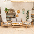 Salon de jardin en acacia 4 places GILI - coussins sable Happy Garden