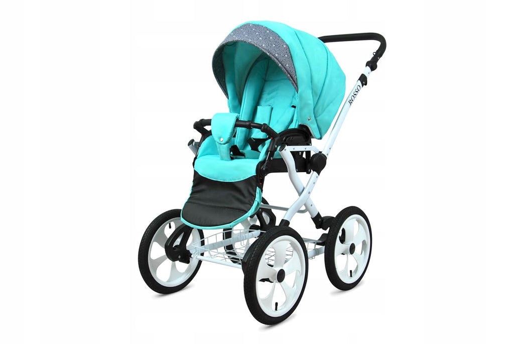 BabyLux® Bambimo Kinderwagen Set 2 in 1 - Rosso - incl. Babywanne, Buggy Sportsitz - Kinderwagenset - Kombikinderwagen mit Wickeltasche, Regenschutz, Moskitonetz, Cupholder usw.