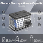 45L Glacière à Compresseur,Glaciere Électrique -20℃ à 20℃,Frigo Camion APP&Bouton Contrôle,12/24V DC et 100-240V AC Glaciere Camping Pour Voiture,Camion,Bateau et Prise De Courant -