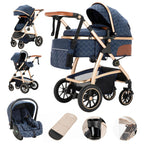 Gcarebb 3 in 1 Kinderwagen, Buggy Mit Auto Babyschale, Mit Höhenverstellbarer Kinderwagen Komplettset, KombiKinderwagen Mit Aluminiumrahmen für Neugeborene 0-4 Jahre