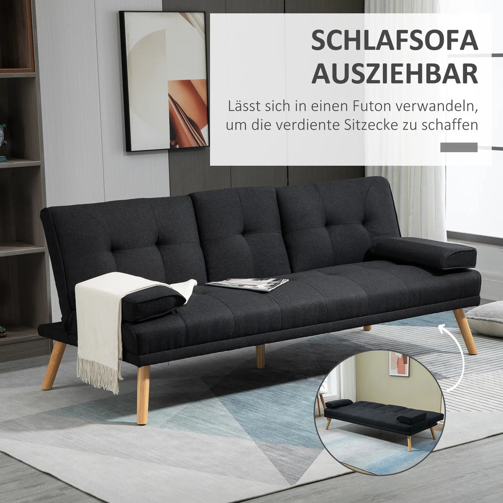 HOMCOM Schlafsofa 3-Sitzer mit klappbarem Tisch und 3-fach verstellbar