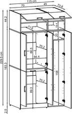 ROOMART Dora - Armoire de machine à laver - Pour sèche-linge et machine à laver - En 4 couleurs - Avec portes et panneau coulissant - Blanc - Chêne blanc - Chêne anthracite - Chêne blanc (chêne blanc)